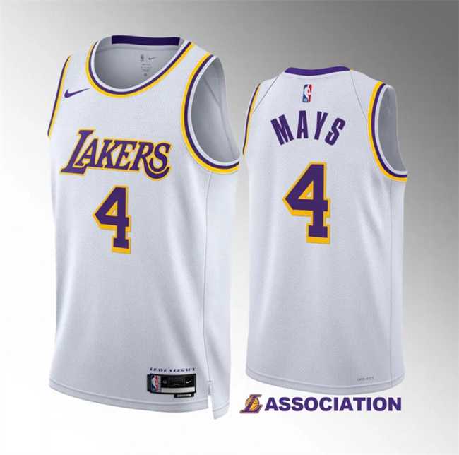 Mens Los Angeles Lakers #4 Skylar Mays White Association Edition Stitched Basketball Jersey Dzhi